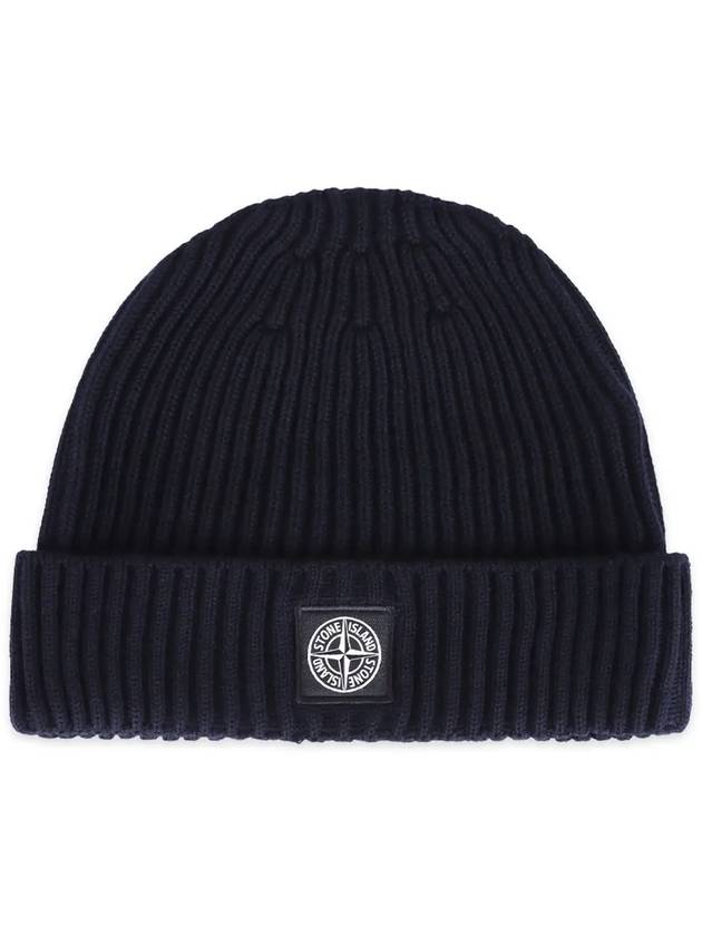 Kids Logo Patch Wool Beanie Navy - STONE ISLAND - BALAAN 4