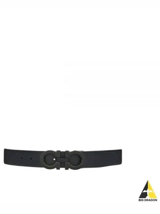 Gancini Reversible Leather Belt Black - SALVATORE FERRAGAMO - BALAAN 2