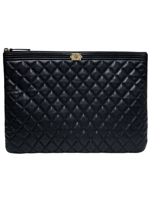 A84407 Cavier Skin Boy Vintage Gold Plated Large Clutch - CHANEL - BALAAN 1