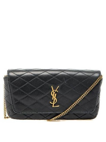 Gaby Chain Quilting Leather Cross Bag Black - SAINT LAURENT - BALAAN 2