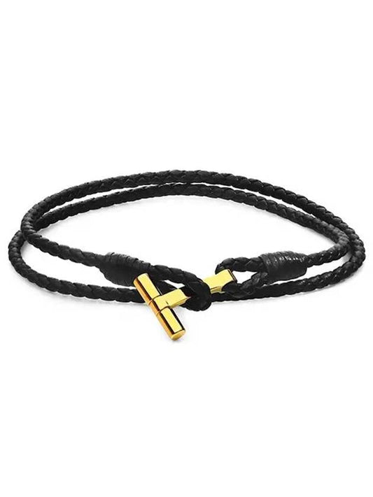 JM0005T SCOBR BLG ScoobyDoo T logo braid leather bracelet - TOM FORD - BALAAN 1