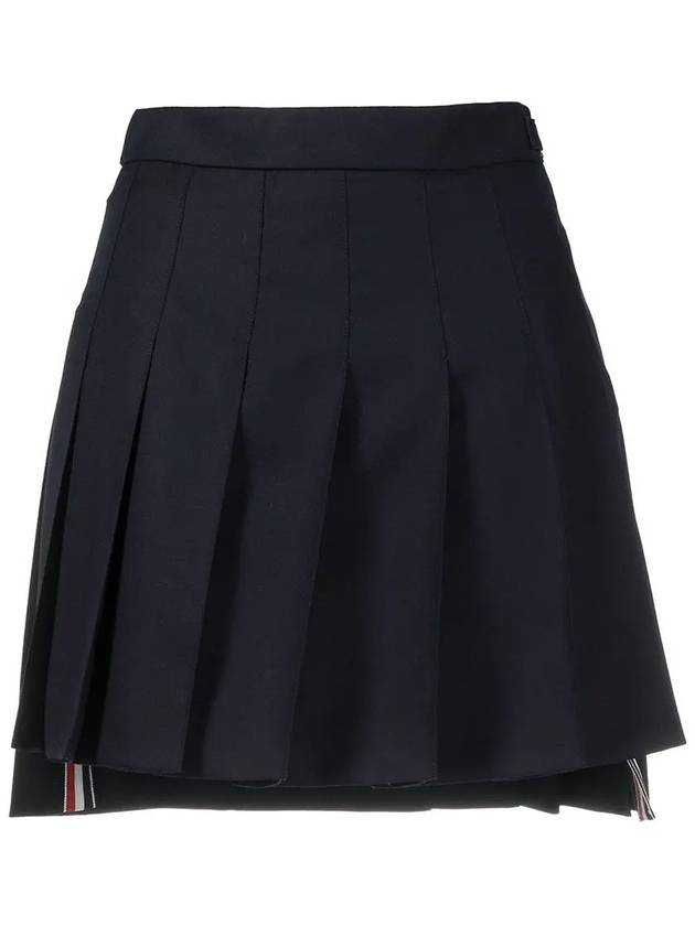 RMB Wool Mini Pleated Skirt Navy - THOM BROWNE - BALAAN 3