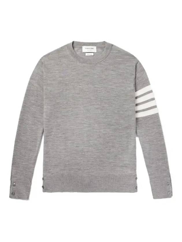 4 Bar Armband Classic Merino Wool Knit Top Light Grey - THOM BROWNE - BALAAN 2