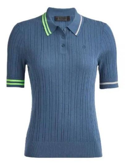 Women'S Rib Cotton Short Sleeve Polo Shirt Blue - G/FORE - BALAAN 2