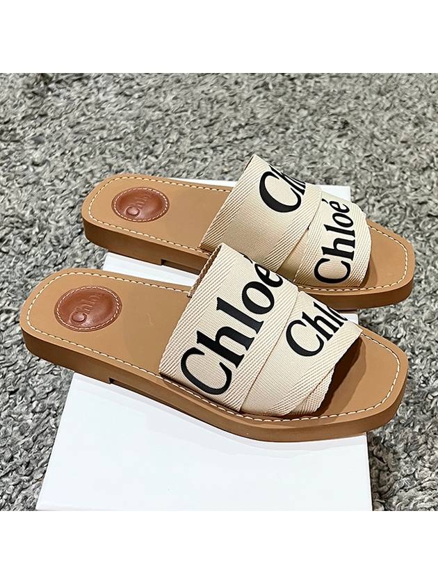 Woody Logo Flat Mule Slippers White - CHLOE - BALAAN 3