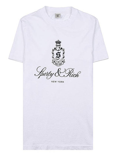 Slogan Print Cotton Short Sleeve T-Shirt White - SPORTY & RICH - BALAAN 2