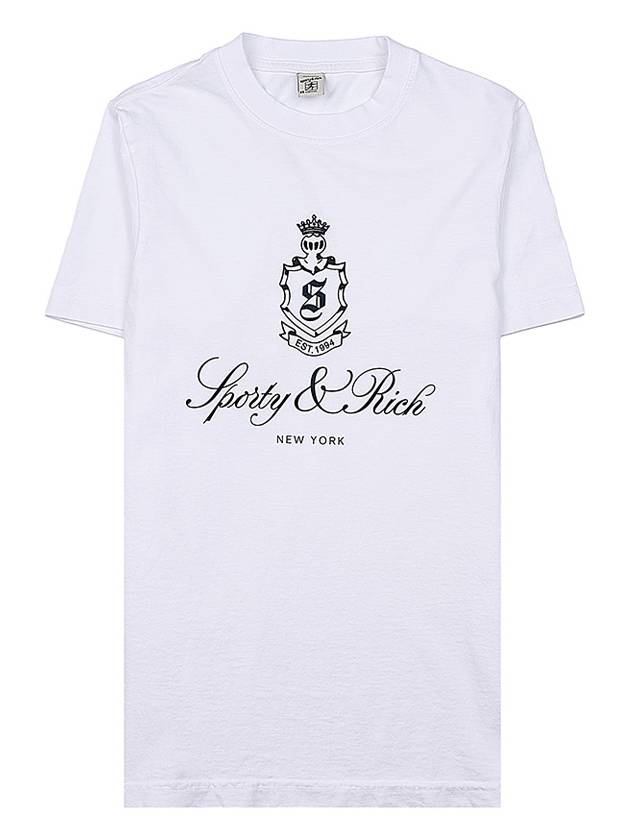 Slogan Print Cotton Short Sleeve T-Shirt White - SPORTY & RICH - BALAAN 2