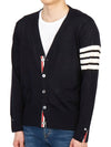 Men's Sustainable Classic Diagonal Wool Cardigan Navy - THOM BROWNE - BALAAN 4