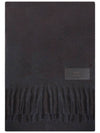 Logo Patch Fringe Wool Muffler Black - AMI - BALAAN 2