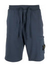 Waffen Patch  Fleece Bermuda Shorts Avio Blue - STONE ISLAND - BALAAN 2