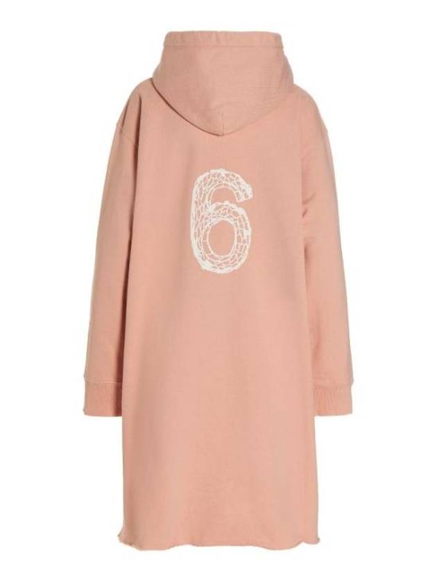 Woman's Cotton Hoodie Mini Dress Peach - MAISON MARGIELA - BALAAN 3