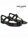 Cassandra Smooth Leather Flat Sandals Black - SAINT LAURENT - BALAAN 3