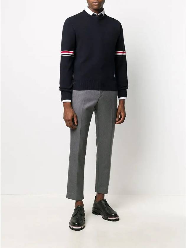 Men's Milan Stitch Armband Crew Neck Knit Top Navy - THOM BROWNE - BALAAN 4