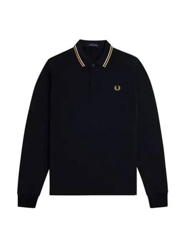 Fred Perry Twin Tip Long Sleeve T Shirt Navy - FRED PERRY - BALAAN 1