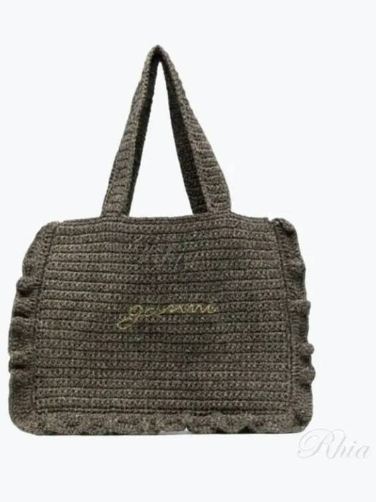 Crochet Frill Tote Bag Black - GANNI - BALAAN 2