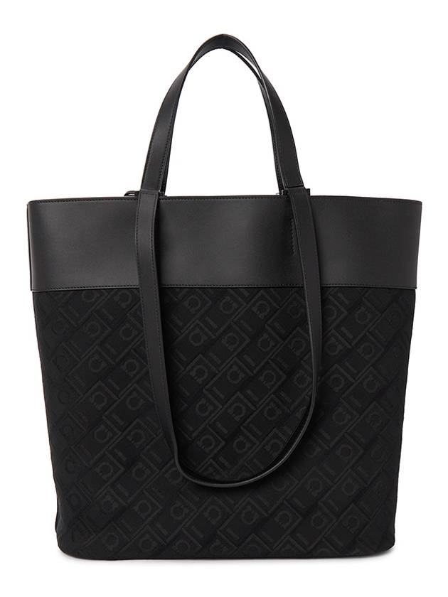 Logo Detail Jacquard Calfskin Tote Bag Black - SALVATORE FERRAGAMO - BALAAN 4