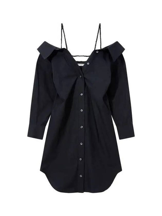 Scrunchy Strap Shirt Dress Black - ALEXANDER WANG - BALAAN 1