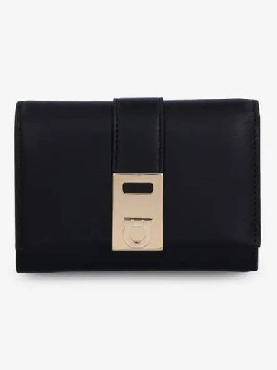 Hug Compact Two Tone Half Wallet Black - SALVATORE FERRAGAMO - BALAAN 2