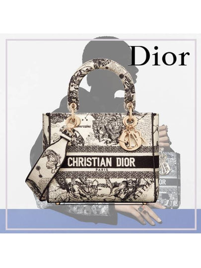 Lady D Lite Toile De Jouy Zodiac Embroidery Medium Tote Bag Latte - DIOR - BALAAN 2