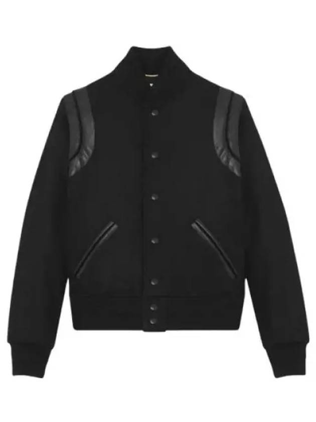 Women's Wool Varsity Bomber Jacket Black - SAINT LAURENT - BALAAN 2