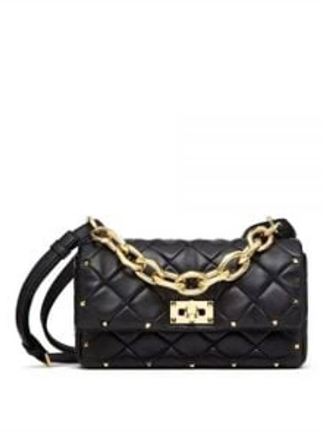 Patchwork Rockstud Spike Shoulder Bag Black - VALENTINO - BALAAN 2