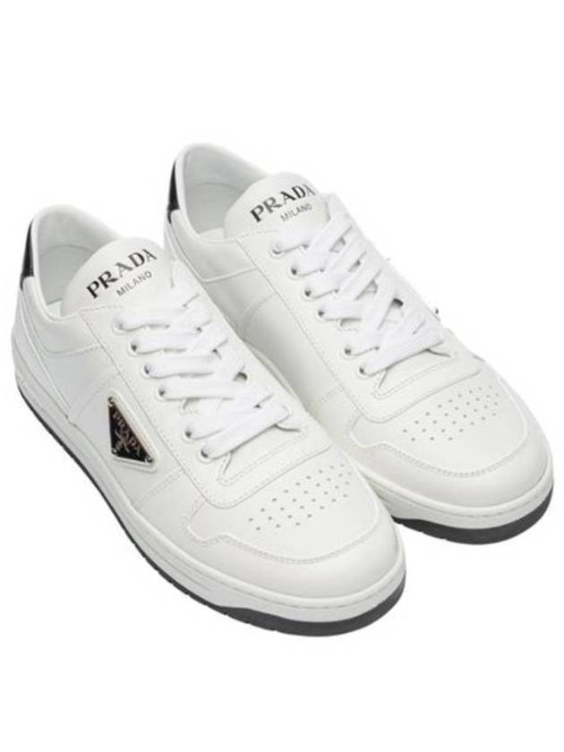 Downtown Perforated Leather Low Top Sneakers White - PRADA - BALAAN 4