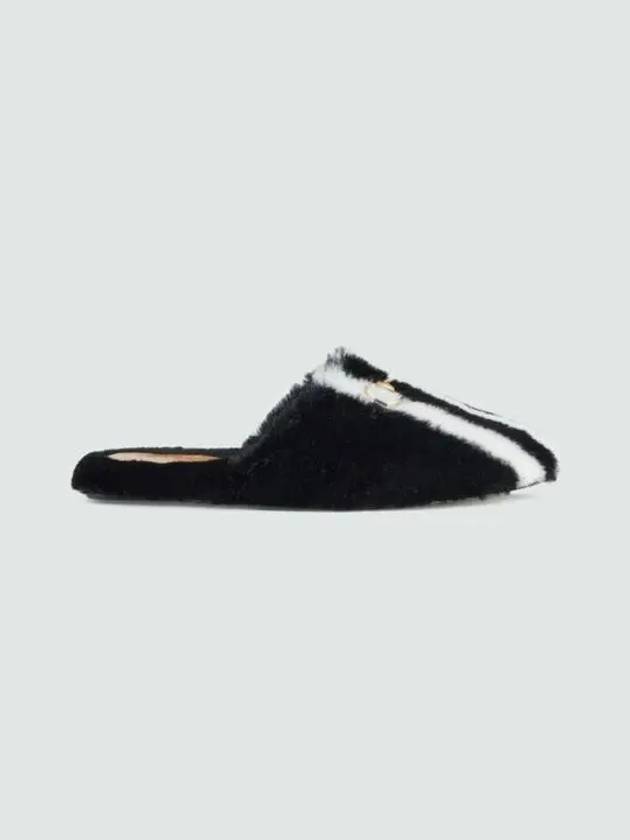 Horsebit 3 Striped Fur Mule Black - GUCCI - BALAAN 3