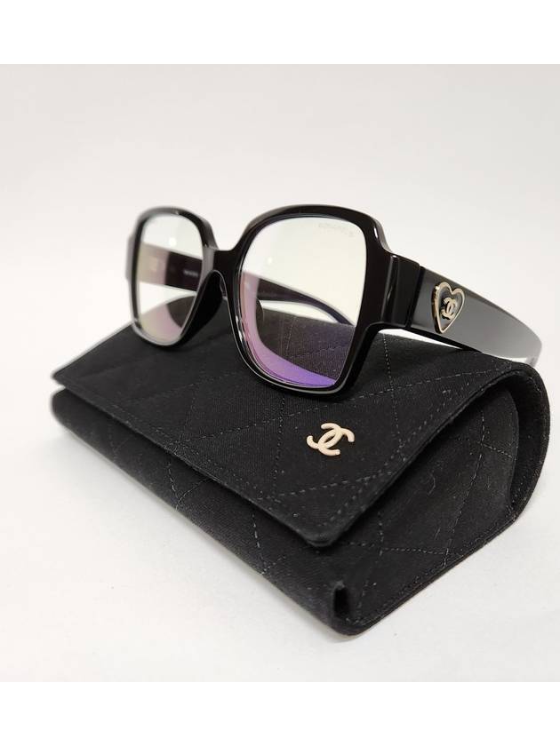 Heart Glasses Sunglasses CC Logo Blue Light Square Black A71470 - CHANEL - BALAAN 10