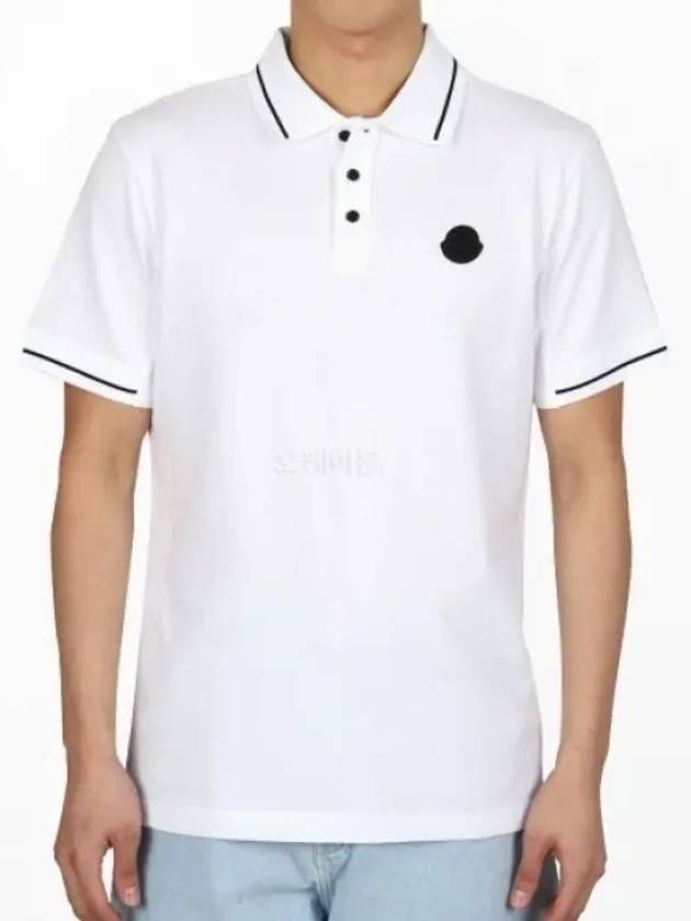 Men's Logo Patch Cotton Short Sleeve Polo Shirt Optical White - MONCLER - BALAAN 2