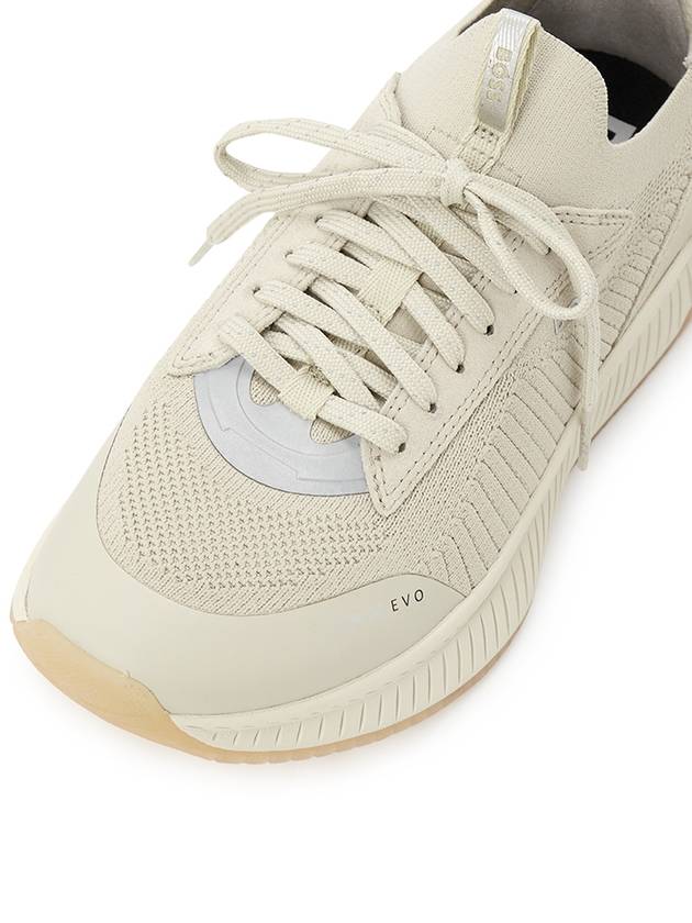 Mesh Panel Lace-Up Low Top Sneakers Beige - HUGO BOSS - BALAAN 8