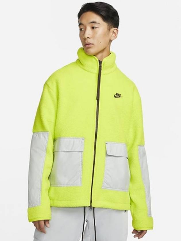 NSW Essential Sherpa Fleece Zip-Up Jacket Poison Green - NIKE - BALAAN 2