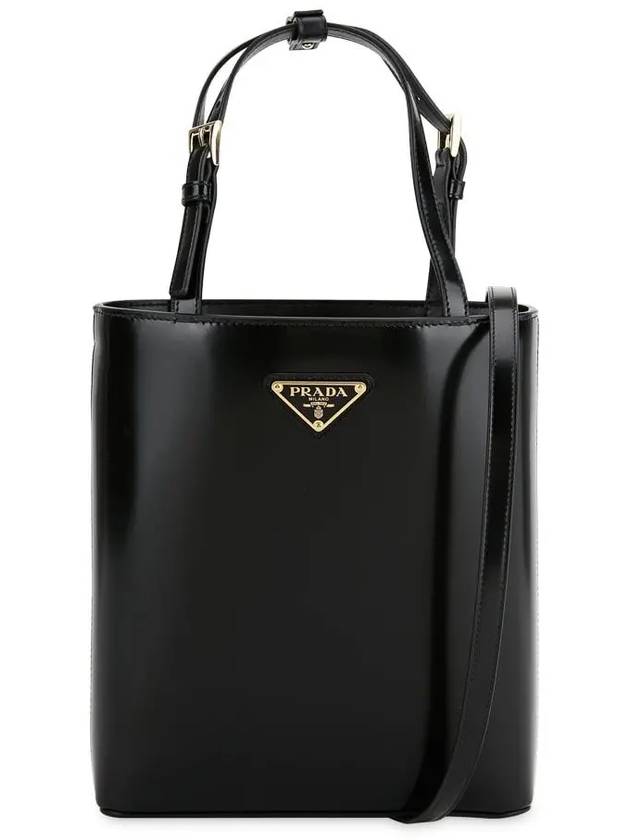 Brushed Leather Tote Bag Nero - PRADA - BALAAN 4