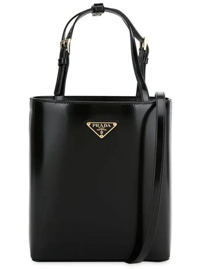 Brushed Leather Tote Bag Nero - PRADA - BALAAN 2