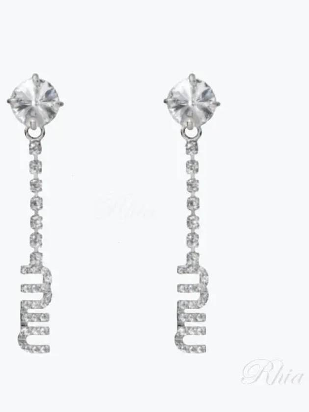 Logo Crystal Metal Earrings Silver - MIU MIU - BALAAN 2