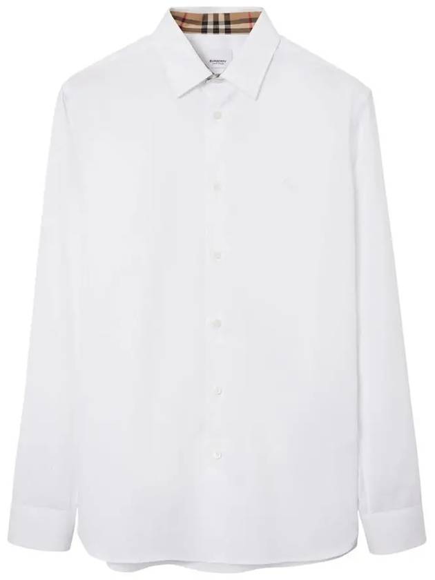 Plain Cotton Long Sleeve Shirt White - BURBERRY - BALAAN 3