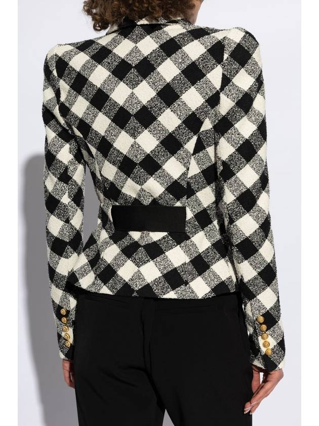 Balmain Blazer With Check Pattern, Women's, Black - BALMAIN - BALAAN 4