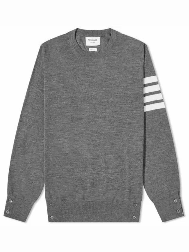 4 Bar Armband Classic Merino Wool Knit Top Light Grey - THOM BROWNE - BALAAN 2