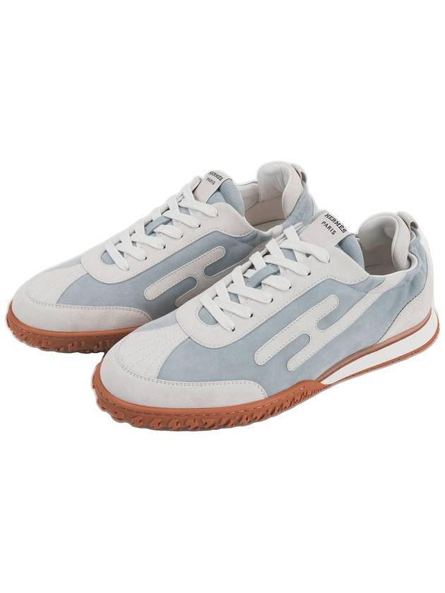 Jet Technical Suede Goatskin Low Top Sneakers Blue - HERMES - BALAAN 2