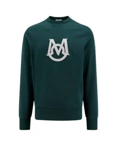 Logo Patch Round Neck Sweatshirt Green - MONCLER - BALAAN 2