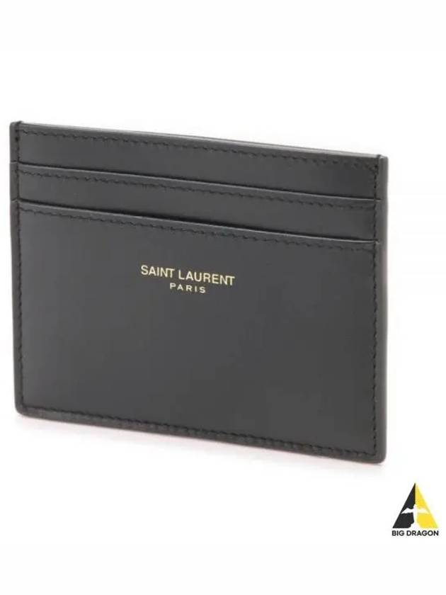 Paris Shiny Leather Card Wallet Black - SAINT LAURENT - BALAAN 2