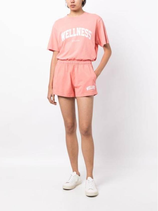 Logo Print Short Sleeve T-Shirt Salmon White Pink - SPORTY & RICH - BALAAN 5