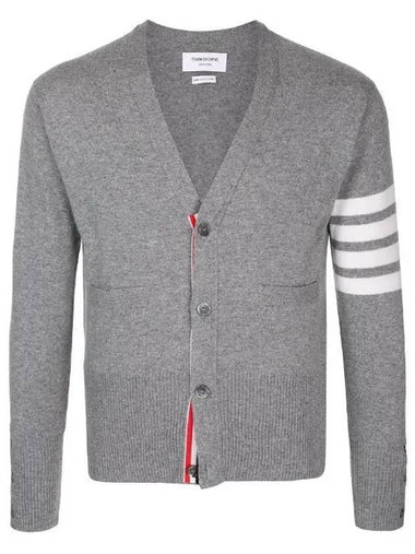 Men's Diagonal Classic Cashmere Cardigan Light Grey - THOM BROWNE - BALAAN 1