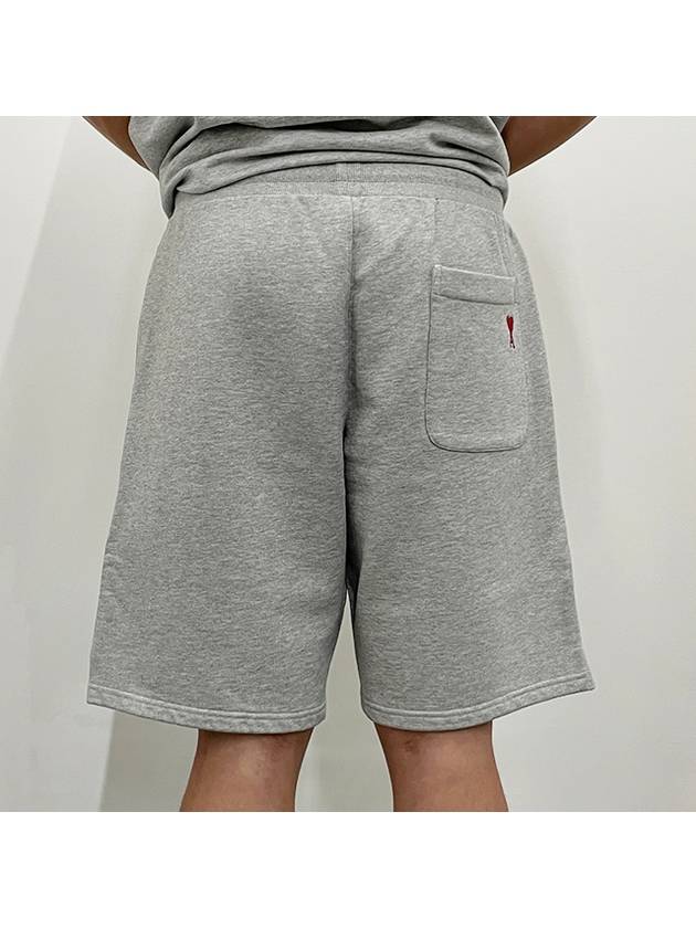 Organic Cotton Fleece Shorts Heather Ash Grey - AMI - BALAAN 6