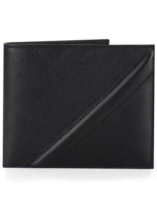 Shadow Diagonal Leather Half Wallet Black - FENDI - BALAAN 2