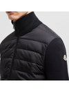 Padded Wool Cardigan Black - MONCLER - BALAAN 6