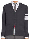 Men's Sustainable Classic Diagonal Wool Cardigan Dark Grey - THOM BROWNE - BALAAN 2