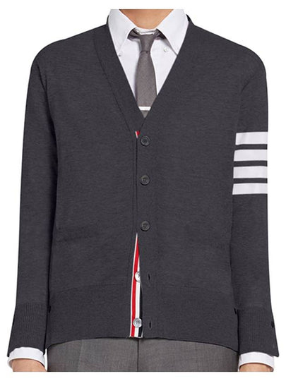 Men's Sustainable Classic Diagonal Wool Cardigan Dark Grey - THOM BROWNE - BALAAN 2