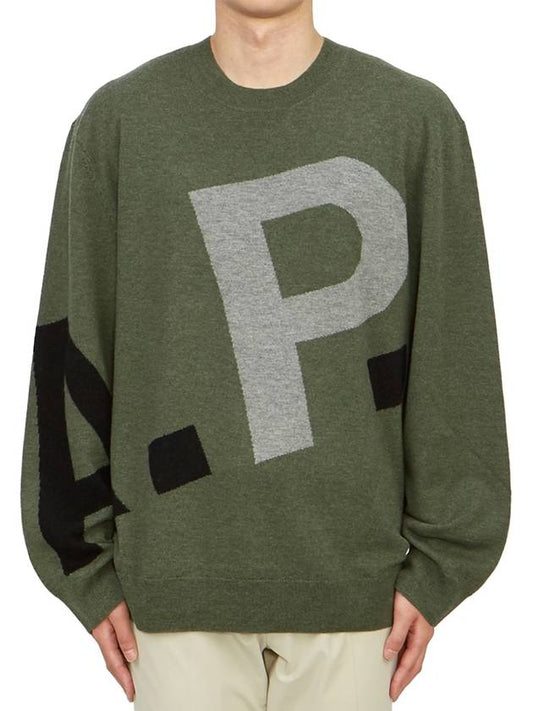 Pull Logo All Over Knit Top Green - A.P.C. - BALAAN 2