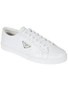 Brushed Leather Low Top Sneakers White - PRADA - BALAAN 5