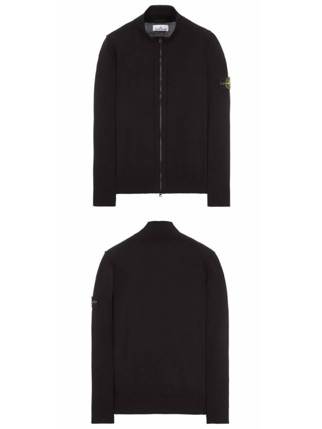 Wappen Patch Cotton Zip-Up Cardigan Black - STONE ISLAND - BALAAN 5